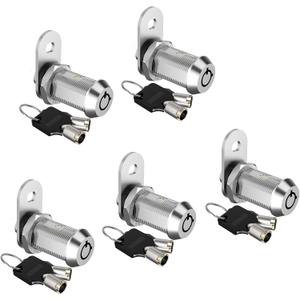 5 Pack Cabinet Locks with Keys, 1-1/8" Cam Locks Keyed Alike, RV Storage Lock Secure RV Compartment Door Toolbox Mailbox Lock Replacement, Zinc Alloy