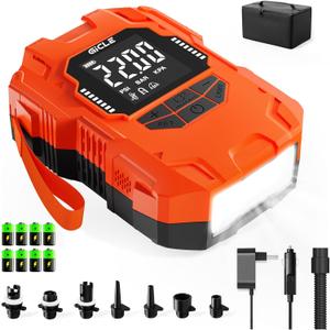 22PSI Rechargeable Paddle Board Pump Electric Portable, 2000ma*8 Battery Powered SUP Pump for Inflatables Such as Paddleboard Kayak Tent Boat for Inflation and Deflation with 12VDC car connector