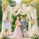 4 Panels Ivory Sheer Fabric for Draping, 30"x19FT Wedding Arch Drapes Tulle Curtains Backdrop, Ivory Chiffon Draping Panels for Wedding Ceremony Party Baby Shower Decorations, Photoshoot & Home Wall