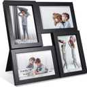 4x6 Picture Frames Collage 1 Pack, 4 Opening Multi Family Photo Collage Frames with Real Glass for Wall Hanging or Tabletop, Black