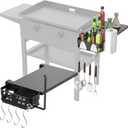Foldable Griddle Side Shelf and Griddle Caddy for Blackstone 28" Griddles, Griddles Side Table and Storage Box with Paper Towel Holder, 4 Utensil Hooks for Blackstone Grill Accessories Space Saving