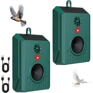 2026 New Solar Ultrasonic Bird Repellent Devices Bird Repeller Outdoor Bird Deterrents for Outside IP65 Pigeon Repellent Woodpecker Goose Deterrent for Patio Rooftops Porch Balconies(2)