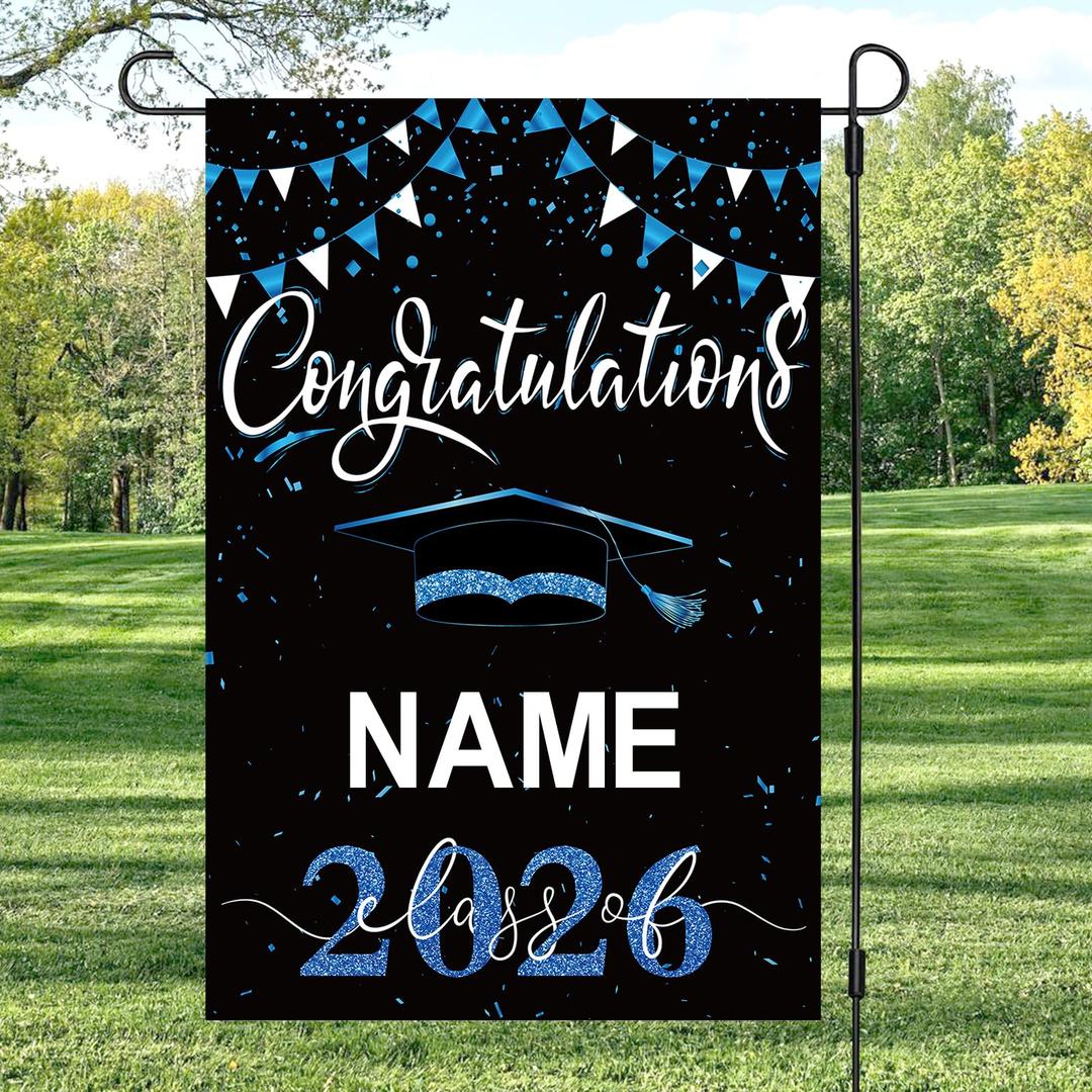 5 x Graduation Flags Personalized 2026, Graduation Garden Flag Double Sided Class Of 2026, Congrats Grad Garden Flags For Outside Yard Decoration, Size 17.7in*11.8in