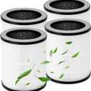 4 Packs P60 True HEPA Replacement Filters Compatible with TPLMB/YARIKI P60 and Vhoiu KJ50 Air Cleaner Purifier , Part# P60-RF, 3 in 1 Filter of Pre-Filter, Activated Carbon and H13 True HEPA Filter