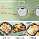 Topwit Hot Pot Electric with Grill, 2 in 1 Indoor Non-Stick Electric Pot and Griddle for Korean BBQ, Steaks, Shabu Shabu and Noodles, Independent Dual Temperature Control, Fast Heating, Green