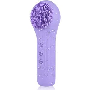 Facial Cleansing Brush face Scrubber Waterproof and Rechargeable Face Scrub Brush for Men & Women, Electric Silicone Face Scrubber for Facial, Electric Deep Cleaning, Exfoliating and Massaging (Violet)
