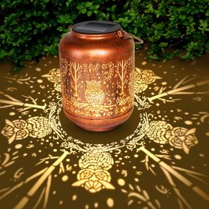 Birthday Gifts for Women Mom, Grandma - Owl Solar Lanterns Outdoor Waterproof Owl Gifts for Women Hanging Metal Solar Lights Outside Garden Ornament for Yard, Patio,Pathway Landscape, Brown