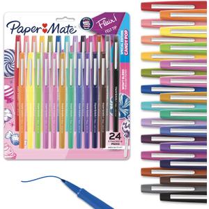 Paper Mate Flair Felt Tip Pens, Medium Point (0.7mm), 24 Count - Back to School, Teacher Supplies, Arts & Crafts