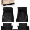 YHTAUTO Automotive All Weather Floor Mats Compatible with Cadillac CTS 2014-2019 Sedan, TPE Floor Liners All-Weather Protection Custom Fit, 1st & 2nd Row, Set of 3 Black