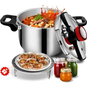 Stainless Steel Pressure Cooker 12 quart Commercial Stove Top Pressure Cooker for canning, Compatible with Gas & Induction, Fast Cooking for large 12+ quart, stainless steel