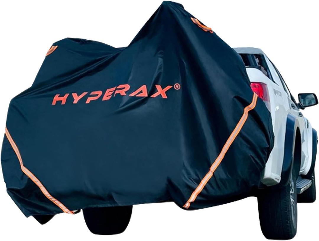 Hyperax 600D Oxford Heavy-Duty Transportation Bike Cover Waterproof PU, lock-access grommets, reflective handles & straps, plus carry bag. Fits bikes up to 240145105 cm