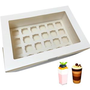 JRWTY Dessert Shooter Boxes, 6-Pack, Holds 24 Count 3 oz Dessert Shooters, Food-Grade Carrier Containers (1-white)