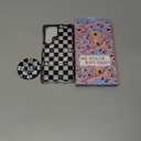 Cute Case for Samsung Galaxy S25 Ultra for Women Girls - Funny Plaid Flower Design Compatible with Magsafe Magnetic Ring Holder Kickstand Fashion TPU Phone Covers