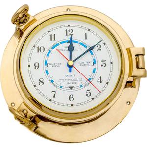 9" Diameter Solid Brass Porthole Tide Clock.Nagina International