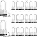 Keyed Padlocks, Laminated Steel Padlock, Keyed Alike Locks with Same Keys, Long Shackle, PE Plastic Hoop, This Pad Lock with Eco-Friendly Materials, 20 Pack