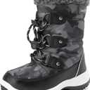 DREAM PAIRS Boys Snow Boots Camouflage Slip Resistant Faux Fur Lined Winter Shoes for Little/Big Kid (10 Toddler, Black/White)