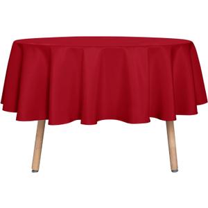 sancua Round Tablecloth - 48 Inch - Water Resistant Spill Proof Washable Polyester Table Cloth Decorative Fabric Table Cover for Dining Tables, Buffet Parties and Camping, Red