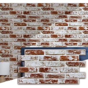 Commomy Faux Brick 3D Wall Panels - 12 pcs of 22.8" x 11.8" - PVC Peel and Stick Tile Brick Textured Printable for Kitchen, Bedroom, Living Room,TV Background,RV Covers 22.48 sq.ft (Large Brick-A)