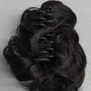 Short Claw Clip Ponytail Extension, Messy Bun Hair Piece, 100% Real Human Hair, 6 Inch, #1B Natural Black