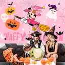 2 x Halloween Decorations Banner, 5x3Ft Cartoon Mouse Theme Happy Halloween Backdrop with Bat, Spider And Pumpkin for Party Decorations Indoor Outdoor