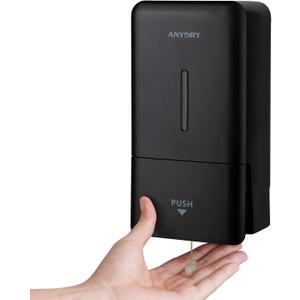 27oz (800 ml) Manual Wall Mounted Soap Dispenser, Ideal for Commercial Bathrooms, Restaurants Hotels, Use with Liquid Hand Soap Shampoo, ABS Black