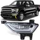 Left Driver Side Halogen Fog Light Compatible for 2021 2022 2023 Ford F-150 F150 Front Bumper Light W/Bulbs W/o Wiring Harness Driving Lamp Assembly LH FO2592258 19629000 3302061LAS