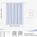 ORTIGIA Blue and White Striped Shower Curtain with 12 Metal Hooks, Crinkled Lightweight Textured Fabric Modern Farmhouse Minimalist Bathroom Curtain 72x72 Inch
