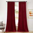 NICETOWN Extra Long Red Blackout Velvet Curtains 120 inches Long 2 Panels with Back Tab, Super Soft Light & Heat Blocking Sliding Glass Door Romantic Drapes for Christmas Window/Dance Room (52" Wide)