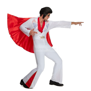 Morph Vegas Rockstar Costume Adult Men Disco Jumpsuit 70s Halloween Outfit for Men Party Wear, M