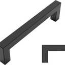 Amerdeco 10 Pack Matte Black Cabinet Pulls 5 Inch(128mm) Hole Centers Kitchen Cabinet Handles Cabinet Hardware Cupboard Handles Square Drawer Pulls SH0004