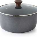 SENSARTE Nonstick Stock Pot with Lid, 7 Qt Induction Cooking Pot with Tempered Glass Lid, Stew Pot with Swiss Nonstick Granite Coating, Pasta Casserole, PFOA PFOS APEO Free, Gray