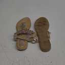 iCKER Women Rhinestone Sandals T-Strap Buckle Bohemian Pearl Crystal Flat Sandals-PD01-Gold-9, Size 41