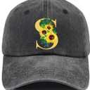 3 x Baseball Cap with Init ial Vintage Adjustable Sunflower Letter Sun Hat Fishing Hats,2025 Retirement Hat Giftss for Women Men