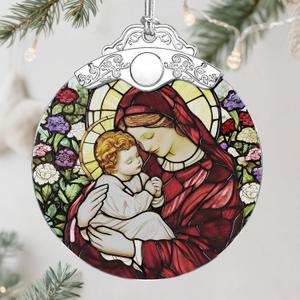Virgin Mary Stained Glass Ornament, Christian Christmas Ornament, Religious Christmas Decoration, Holiday Decor, Gifts for Christian, Religious Gifts, Gift Exchange, Gift Idea, Set Of 3