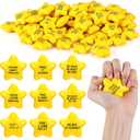 Shappy 72 Pcs Inspirational Star Stress Relief Balls Motivational Stress Ball Encouraging PU Bulk Balls for Adults Small Therapy Fidget Relief Toys for Valentines Gifts(Yellow)