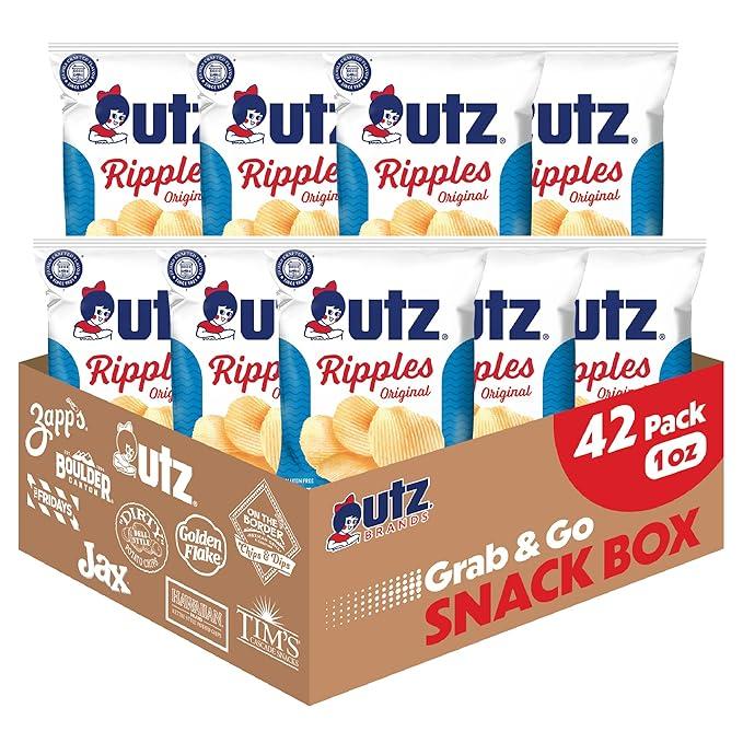 Utz Ripples Original Crispy Chips Made from Fresh Potatoes, 42 Count, Crunchy Individual Snacks to Go, Gluten Free Snacks, brand is Utz, variation theme is Flavor that is Ripples Original, Size that is 42 Count (Pack of 1) (Best By Feb 16 2026)