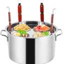 YJINGRUI Commercial Pasta Pot, 28.5 Quart, Stainless Steel Pasta Cooker with Insert Strainer Colander for Home Kitchen Restaurant, 4 Holes