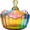SOCOSY Royal Rainbow Candy Shape Clear Glass Apothecary Jar with Lid (10oz/27oz) - Wedding Candy Buffet Jars