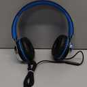 AILIHEN C8 Kids Headphones Wired, On-Ear Headphones with Microphone and Volume Control Foldable Corded Stereo 3.5mm Headset for School Teens Smartphones Chromebook Laptop Tablets Travel (Black Blue) (Medium)