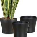 Scheurich Set of 3 Classic Anthrazit Ceramic Plant Pots  6" Decorative Pots for Indoor Plants - Waterproof&UV-Resistant Planters - Durable, Break-Resistant Design - Made in Germany - 0.4 gal