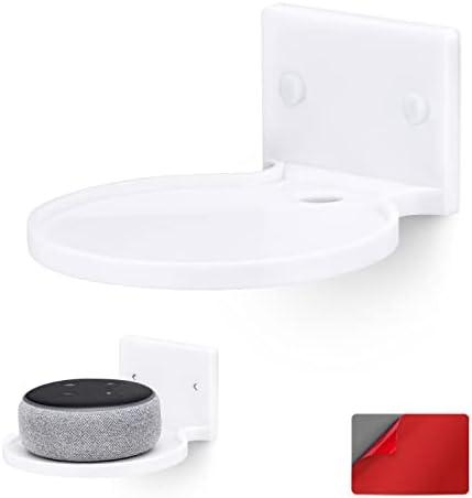 BRAINWAVZ 5” Round Floating Shelf Mount for Security Cameras Baby Monitors Speakers Plants Toys & More Universal Holder Stick-On Or Screw Mount, Easy to Install (White)