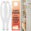 TGIOW Cat Door Latch, 2 Pcs Cat Door Stopper Pet Door Latch to Keep Dog Out of Litter Box and Food, Door Prop for Cat with 5 Adjustable Size Strap 2.5-6" Wide, No Measuring, Easy to Install, White