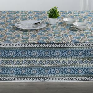Ridhi -Asparagus Green 60x60 Inches Square 100% Cotton Hand Block Print Tablecloth Washable Halloween Thanksgiving/Christmas Parties/Wedding Use,Fall dcor Farmhouse Dining Dinner Tablecloth