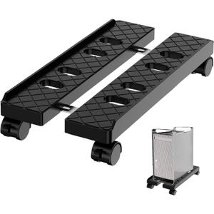 Adjustable Mobile CPU Stand, Ventilated Computer Tower Stand with 4 Caster Wheels Fits Most PC Tower, Under Desk CPU Holder PC Floor Cart Computer Riser for Gamers and Students (Large Black)