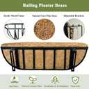 36 Inch Railing Planter Boxes 2 Pack Metal Window Box Planters with Coco Coir Liners, Horse Trough Planter with Adjustable Brackets for Deck Balcony Fence Porch Patio Outdoor Garden
