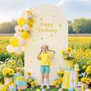 Wedding Arch Backdrop Cover, 7.2FT White Beige Arch Cover Stretchy Backdrops, Double-Sided Arch Stand Covers for Wedding Ceremony, Baby Shower, Birthday Party Decoration