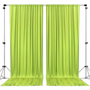 AK TRADING CO. 10 feet x 10 feet Light Green Polyester Backdrop Drapes Curtains Panels with Rod Pockets - Wedding Ceremony Party Home Window Decorations, 5FT x 10FT (60"W x 120"L (Pack of 2))
