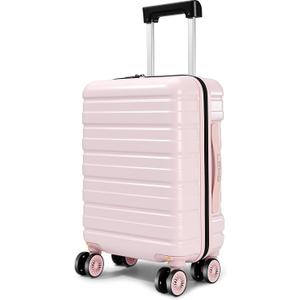 Lekesrping Underseat Carry On Luggage for Women, 16 Inch Stylish Lightweight Under Seat Carry on Suitcase with Multi-Compartment Layers & 360 Wheels for Airline TAS approved, Light Pink