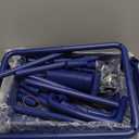 JIUYOTREE 4-Tier Plastic Rolling Storage Cart Utility Cart with Extra Hanging Cups Handles Lockable Wheels for Living Room Bathroom Kitchen Office Blue