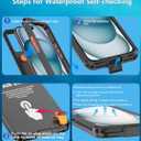 Universal Waterproof Phone Case for iPhone 6.1, Self-Check Function Underwater Pouch Dry Bag Shower Snorkeling for iPhone 15/14/13/12,15/14/13/12 Black